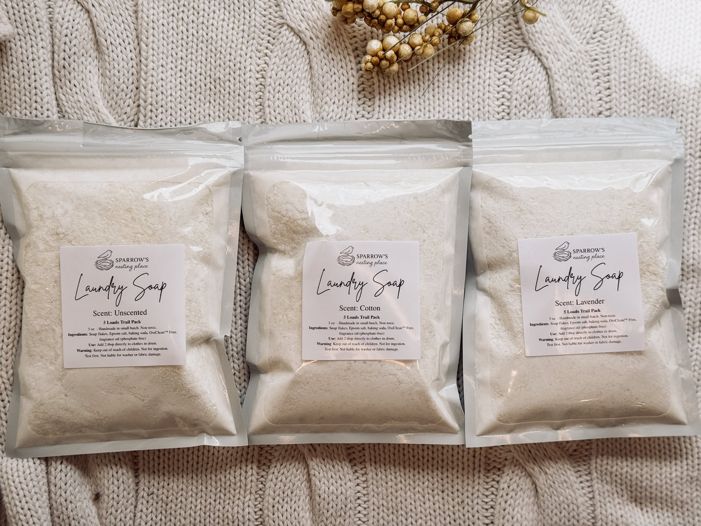 Sample-Size Laundry Soap – 5 Cozy Scents Options