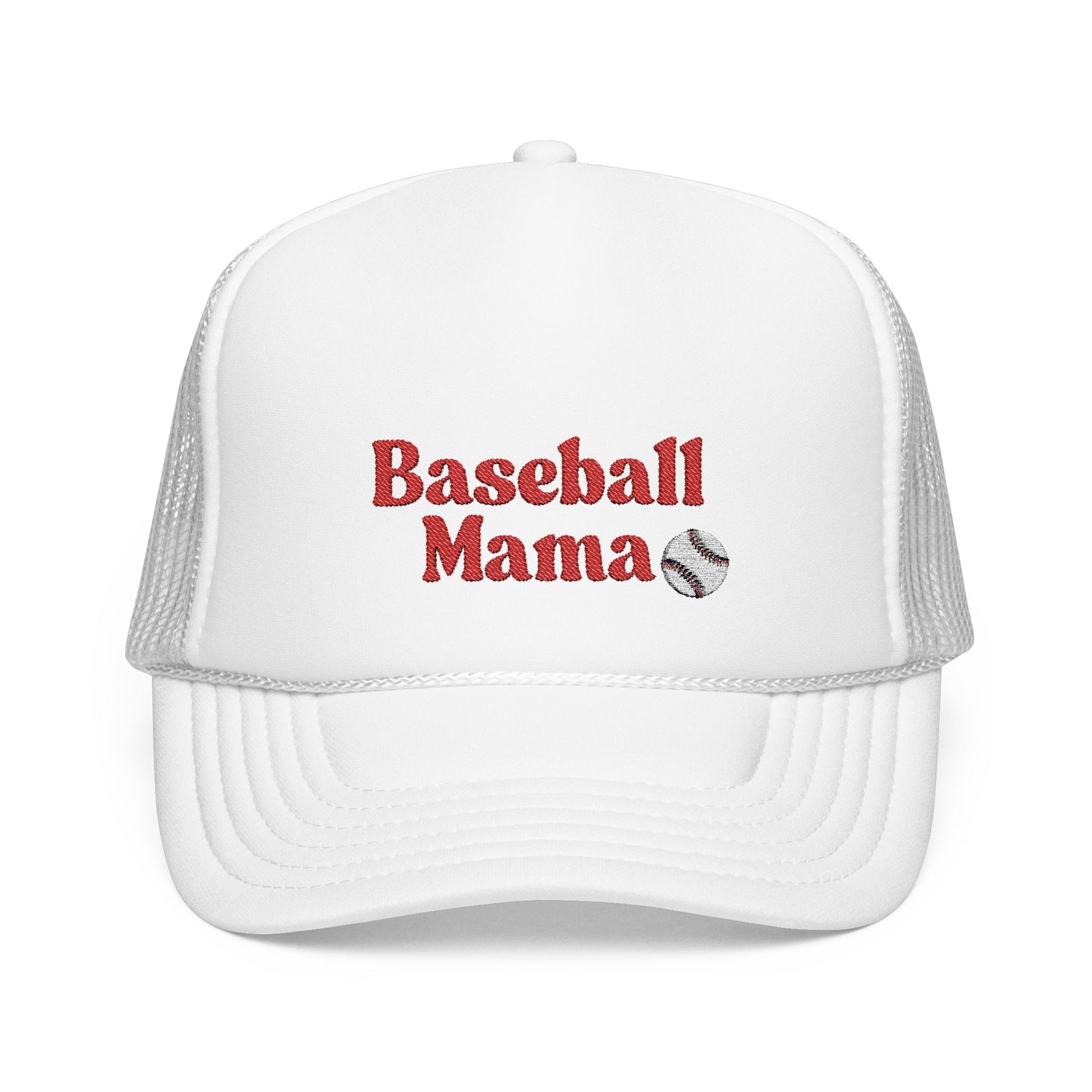 Baseball Mama Foam Trucker Hat - Sporty Embroidered Cap for Moms