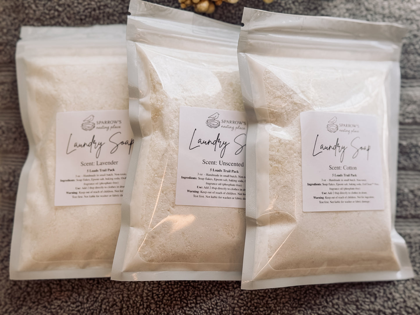 Sample-Size Laundry Soap – 5 Cozy Scents Options