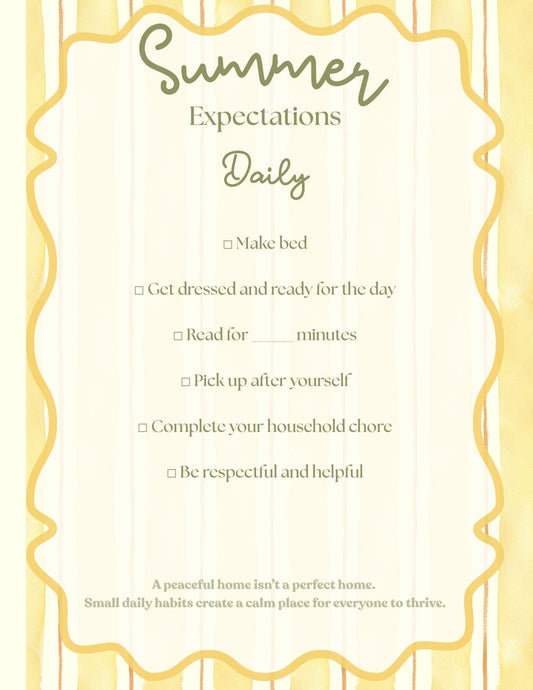 Creating a Peaceful Summer at Home: Simple Expectations for Kids