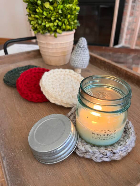 Hand-Knit Candle Coasters – A Sparrow’s Nesting Place x Ali Knits Collaboration